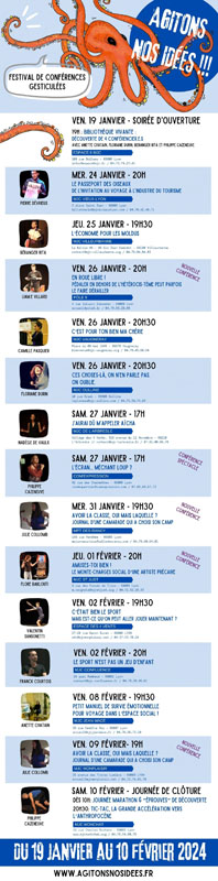 Demandez le programme ! Festival "Agitons nos idées !!!" - du 19 janvier au 10 février 2024 - dans 15 MJC de Lyon & environs